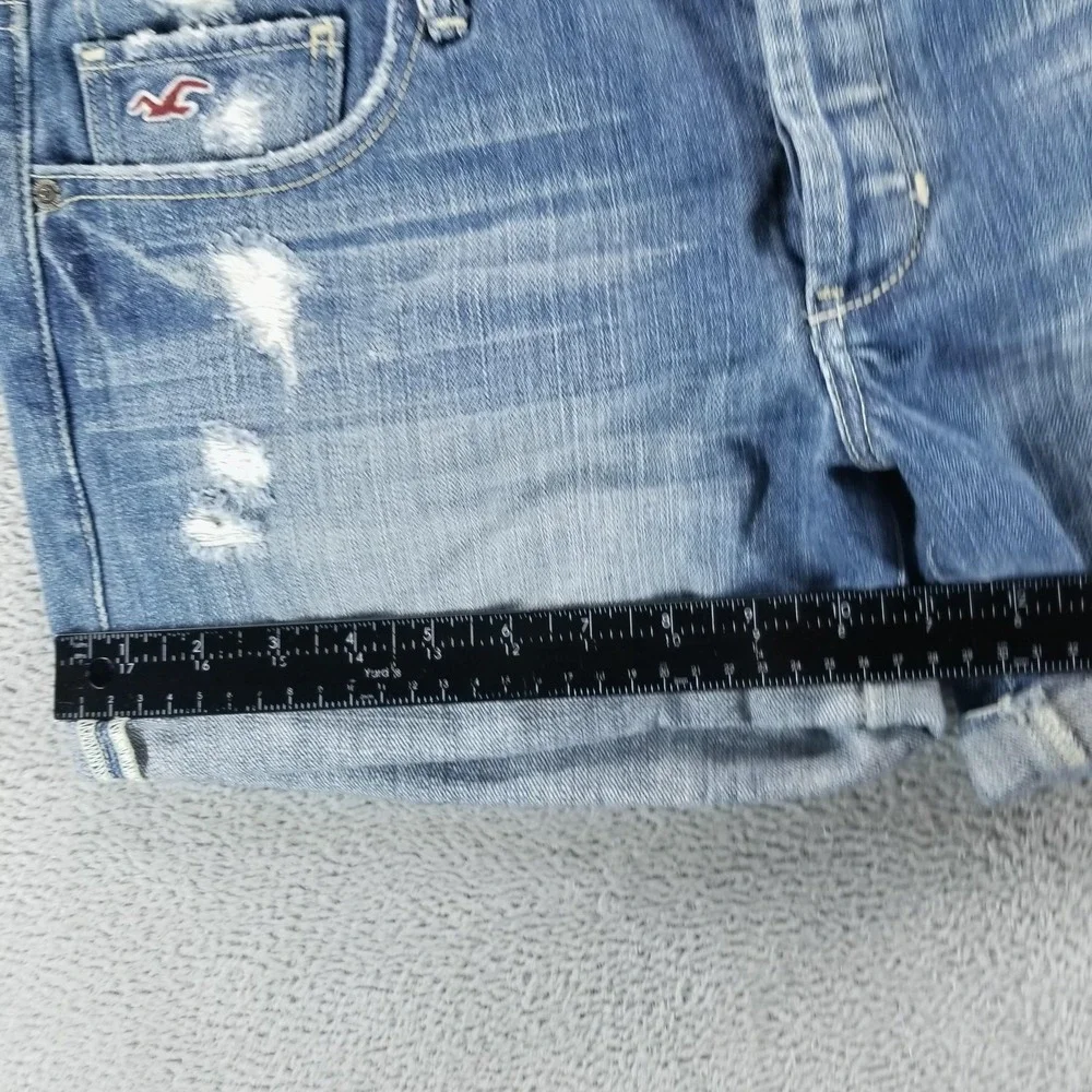 Hollister Shorts Womens 9 Blue Distressed Cut Off Cuffed 5